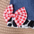 thumbnail image 6 of kaprioy Toddler Girl Clothes Toddler Baby Girl Summer Outfit 9 12 18 24 Months 2T 3T 4T Ruffle Cow Print Shirt Button Down Tank Tops and Belted Jeans Shorts 2 Pcs Clothes Set, 6 of 8