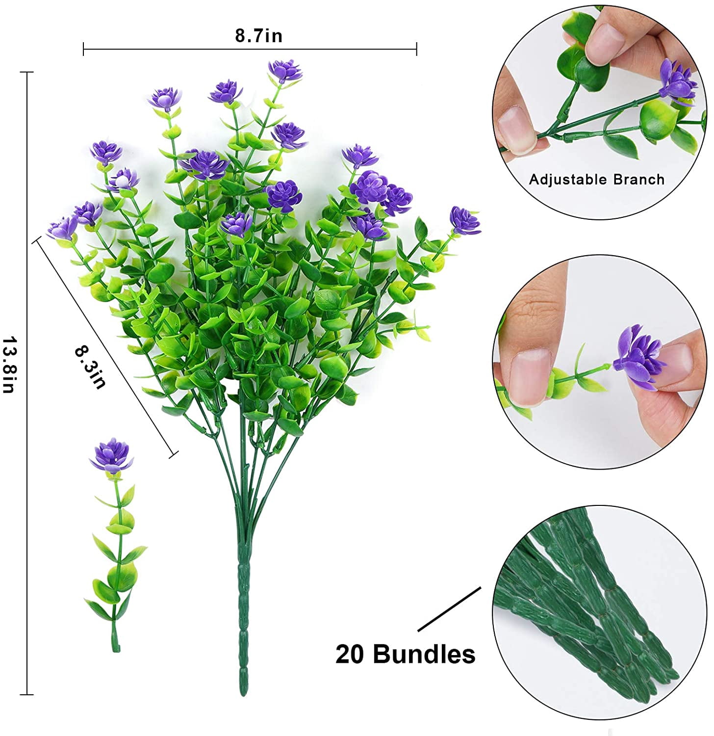 MAMOWEAR Artificial Flowers for Outdoor, 12PCS UV Resistant Fake Flowers for Decoration Indoor, No Fade Faux Plastic Hanging Plants Wedding Farmhouse Garden Porch Window Décor