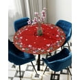 thumbnail image 4 of Valentine''s Day Round Fitted Tablecloth Pink Red Love Heart Flowers Pink Texture Elastic Table Cloth Waterproof Oil Proof Spring Table Cover Fits 36"-44" Round Tables for Party Picnic Dinner Decor, 4 of 6