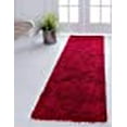thumbnail image 2 of Unique Loom 3127957 2 Pi 2 Po x 6 Pi 5 Po Solide Shag Runner Rug&44; Rouge Cerise, 2 of 5