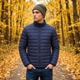 thumbnail image 3 of QPNGRP Mens Puffer Jacket Lightweight Water Resistant Windproof Insulated Winter Puffy Coat Navy XL, 3 of 9