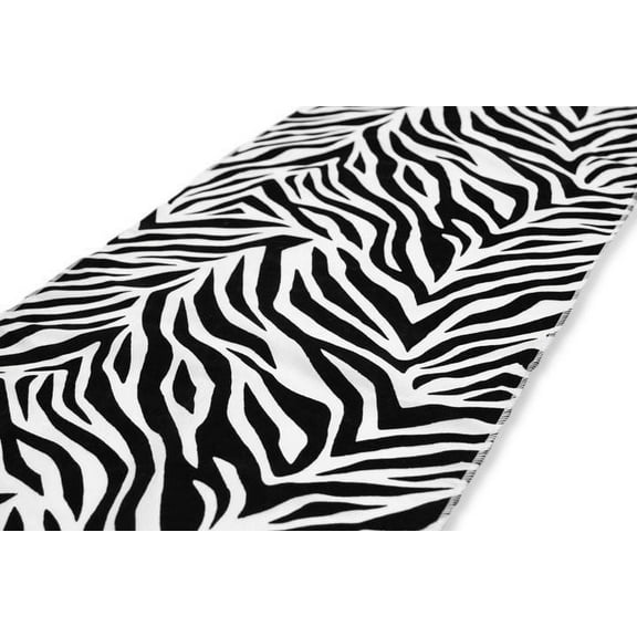 5 Pack Zebra Flocking Taffeta 12" x 108" Table Runner Black White Animal Print"