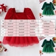 thumbnail image 3 of WUANDIXFA Toddler Baby Girl Christmas Velvet Dress Square Neck Puff Long Sleeve Bow Holiday Party Dress,Dark Green,12-18 Months, 3 of 9