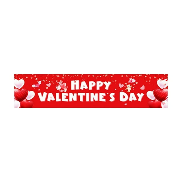 Huanglei Valentine's Day Decorative Banner Heartfelt Celebration Party Sign For Home (200x45cm)