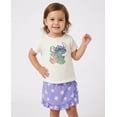 thumbnail image 5 of Disney Lilo and Stitch Girls Skort & T-Shirt Set, Summer Outfit, Skirt for Toddler & Little Kids, 2-Pieces (Purple, 5), 5 of 6