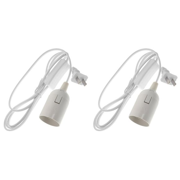 LEEYNEER 2 Pack Hanging Lamp Holder with Wire Pendant Light Cord Power Chandelier Bulbs Socket White Pvc