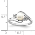 thumbnail image 3 of Sterling Silver Rhodium 6mm FW Cultured Button Pearl & Diamond Ring QDX855, 3 of 11