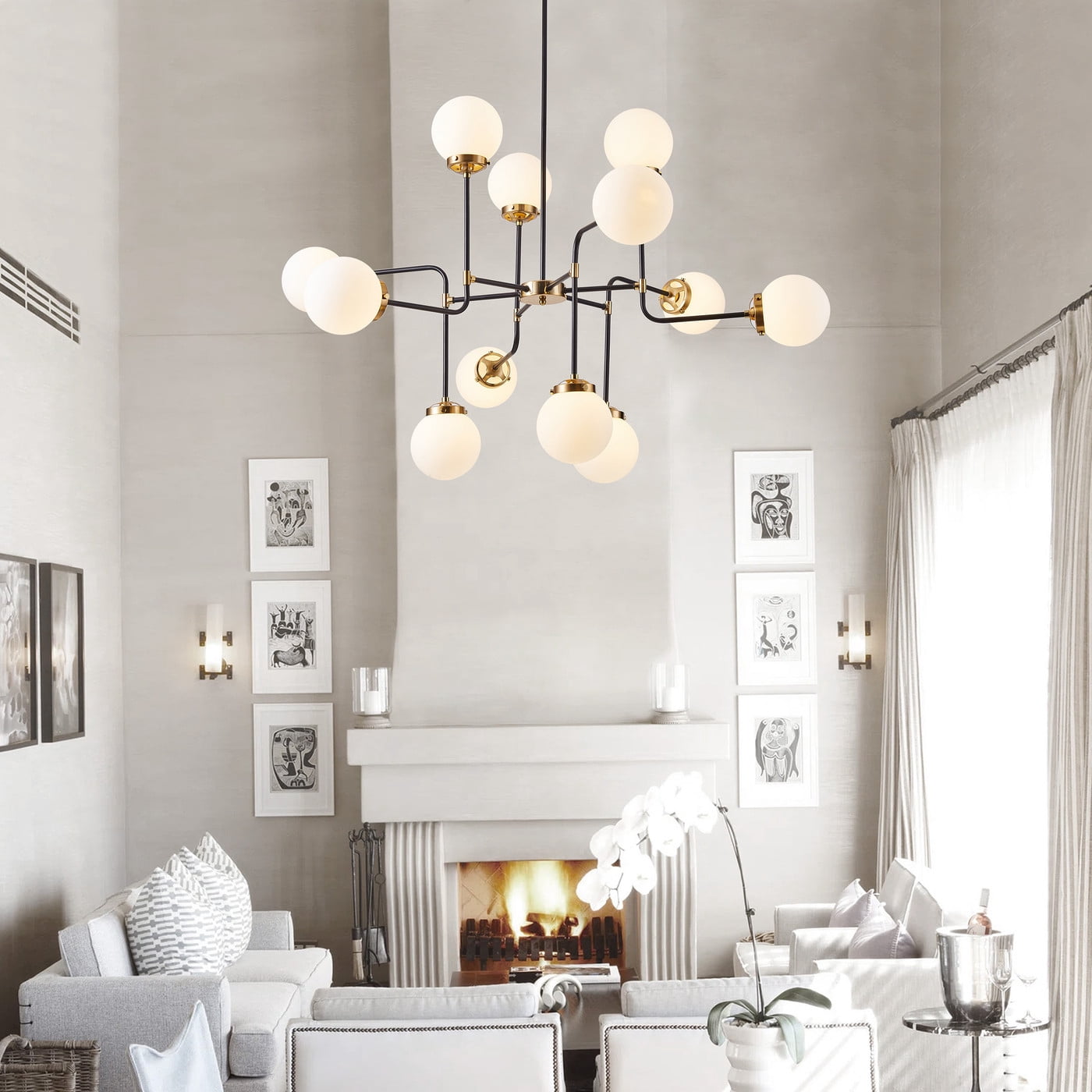 Aiwen Contemporary Chandelier Pendant Light 12 Lights Ambient Kitchen Island Light Fixture