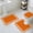 Orange, variant on Turquoise Bath Mat 3 Piece Bathroom Rug Set, Geometric Boho Ethnic Tile Chic Monochrome Non Slip Bath Rug Contour Mat and Toilet Lid Cover, Absorbent Shower Mats Soft Bath Rugs and Mats Sets