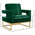 thumbnail image 3 of Meridian Furniture Noah Green Velvet Accent Chair with Gold Iron Base, 3 of 7
