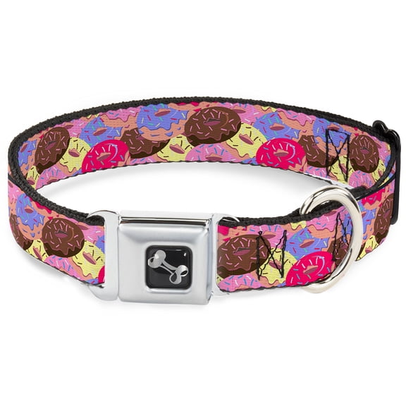 Buckle-Down Pet Collar, Dog Collar Metal Seatbelt Buckle, Sprinkle Donuts Stacked Multi Color, 9.5 to 13 Inches 1.0 Inch Wide