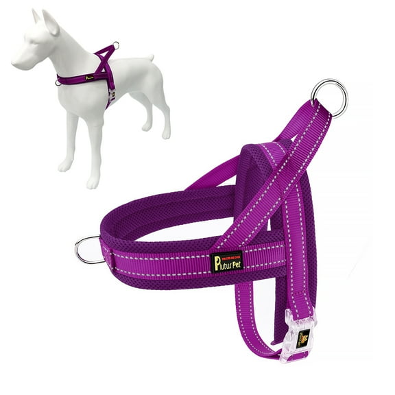 Plutus Pet No Pull Dog Harness with Breathable Mesh Padded, Adjustable Reflective Escape Proof Dog Harness, Quick Fit Dog Vest Harness for Small Medium Large Dogs(L, Purple)