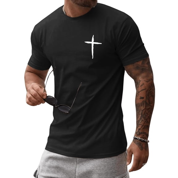 Jesus Cross Faith Comfort Colors T-Shirt Mens Crew Neck Short Sleeve Christian Graphic Tee
