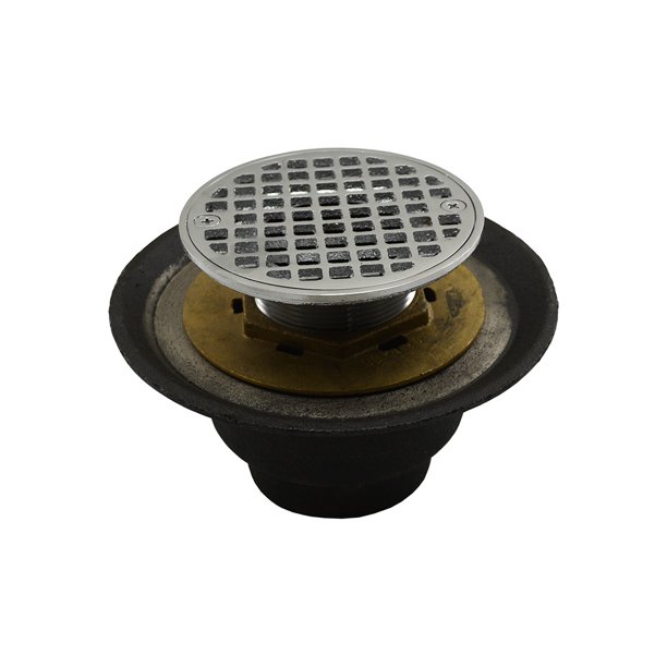 2" IPS Shower Drain with Brass Threaded Clamping Ring with Brass Spud