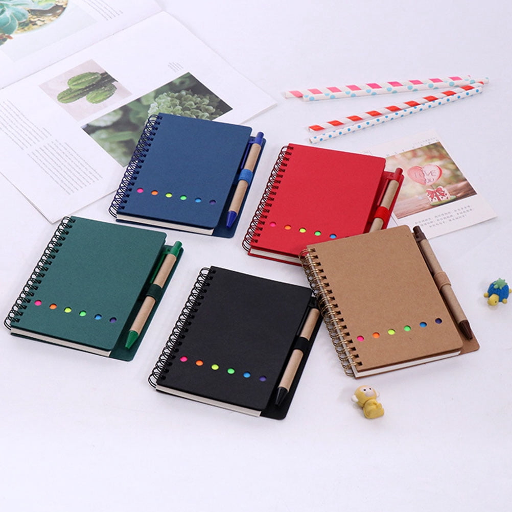 OUNONA Sticky Notebook for Writing with Iron and Cowhide Material Assorted Color 3Pcs