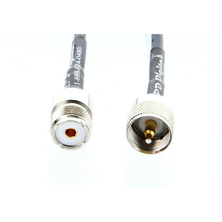 RG-58 Coaxial Extension Jumper Cable MIL-C-17D - PL-259 (UHF Male) to SO-239 (UHF Female) Connectors -US Made- (10