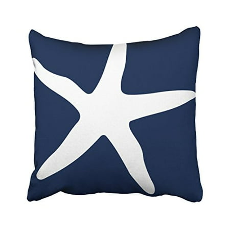 The White Starfish WinHome Square Throw Pillow Covers Navy Blue And White Starfish Simple Pattern Pillowcases Polyester 18 X 18 Inch With Hidden Zipper Home Sofa Cushion Decorative Pillowcase ()