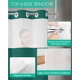 thumbnail image 4 of No Hook Shower Curtain with Snap in Liner, Emerald Green Solid Color Hotel Shower Curtains for Bathroom, Washable Shower Curtain Liner Set with Mesh Top Window, 66"x72", 4 of 6