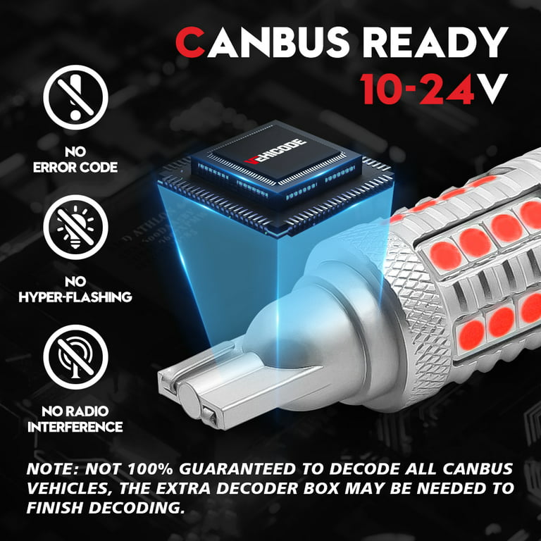 Ampoule à 24 led rouge T15 W16W 12V 24V EVOLED® pour stop, veilleuse auto  moto camion.