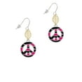 thumbnail image 2 of Delight Jewelry Silvertone Large Hot Pink Tiger Print Peace Sign Goldtone Leaf French Earrings, 2 of 4