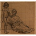 thumbnail image 2 of Pierre Puvis de Chavannes 16x15 Black Ornate Wood Framed Double Matted Museum Art Print Titled - Woman and Children (1878-1882), 2 of 5