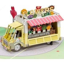 Paper Love Flower Truck 3D Pop Up Greeting Card, Gift for Birthday, Wedding, Anniversary, Thank You, Get Well, All Occasion or Just Because - 5" x 7" Cover - Includes Envelope and Note Tag
