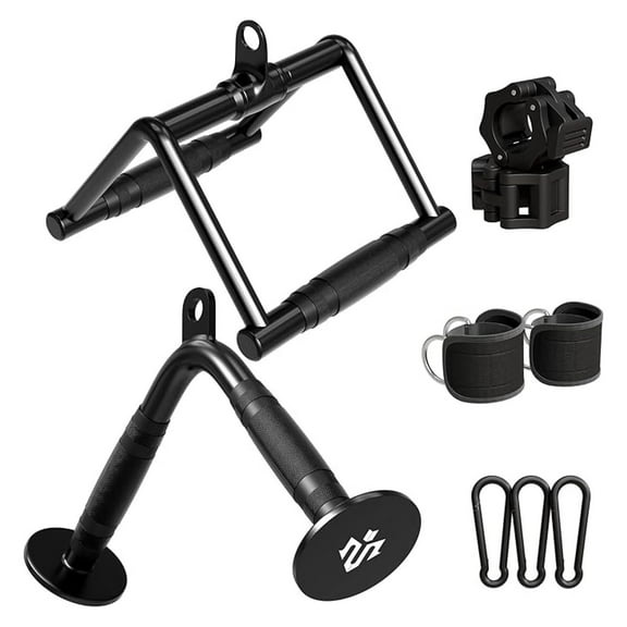 Cable Attachments for Gym, Heavy-Duty Cable Machine Attachment Set with LAT Pulldown, V Bar, Double D Handle, Ankle Straps, and Clamps for Home Gym