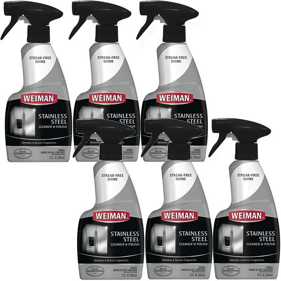 Weiman Stainless Steel Cleaner Spray - Streak-Free - 6 Pack, 12 Ounce