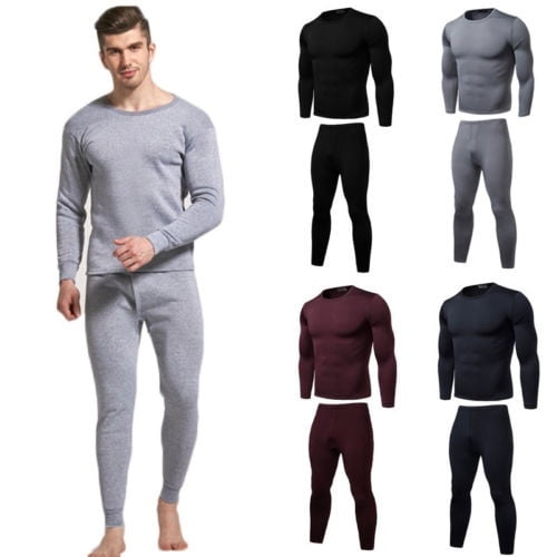 Men's 2 Piece Thermal Underwear Set Top Bottom Long Sleeve Pants