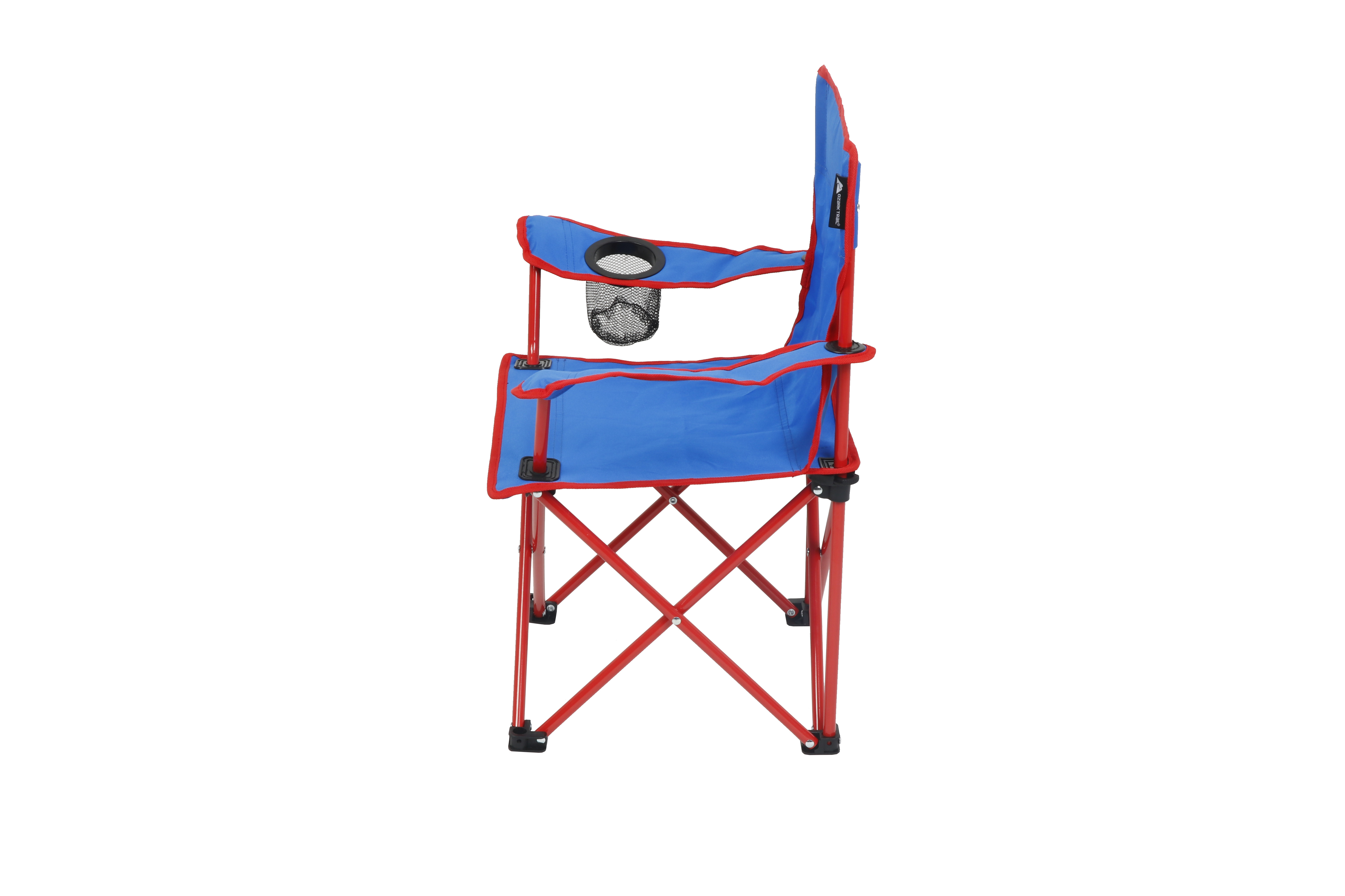 Silla de campamento cuadrada para niños Ozark Trail con portavasos, azul 4