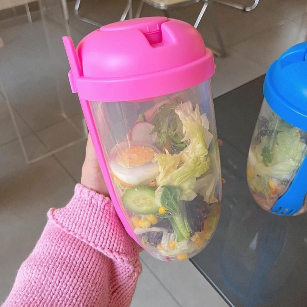 Salad Meal Shaker Cup with Lids Fork,33 oz Keep Fit Salad Shaker with