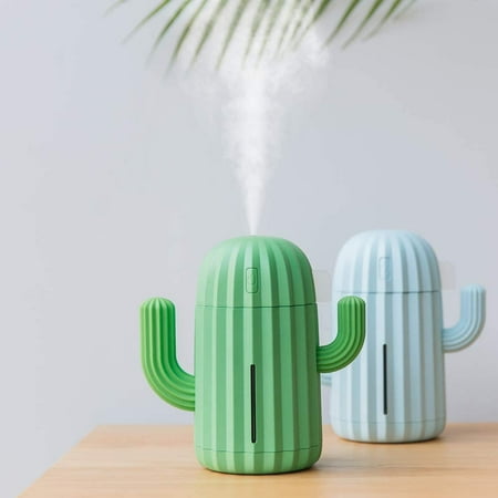 

EASTIN Mini Diffuser Humidifier Mist Cute Cactus Air Humidifier with Led Night Light for Home Car Office Desk - Create Clean Fresh Air - USB Or Battery Powered Battery Green