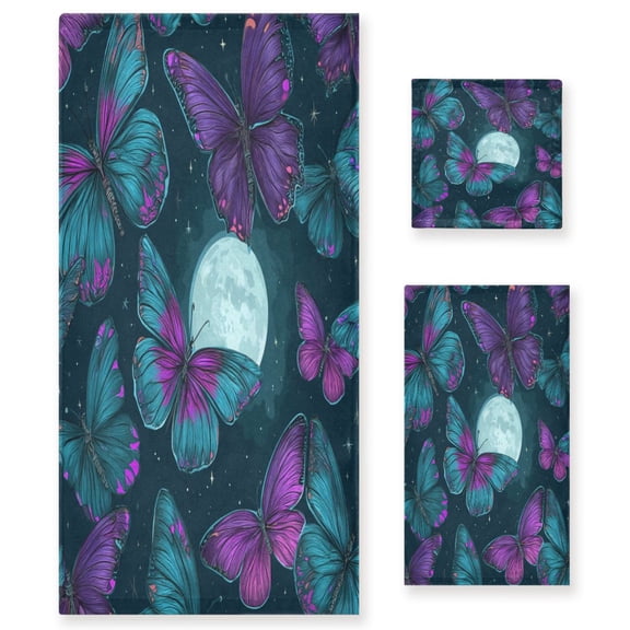 Three-Piece Towel Set Face Towel Towel Set Hand Towel Bath Towel Cotton Bath Towels Bath Towel Sets Hand Bath Towels Butterflies