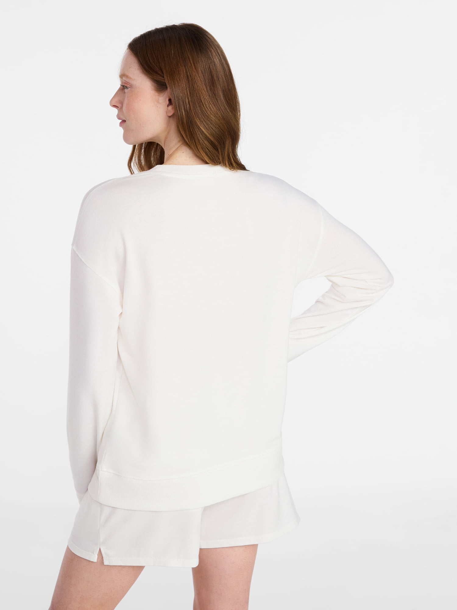 Joyspun Women's French Terry Knit Bridal Long Sleeve Sleep Top, Sizes XS to 3X