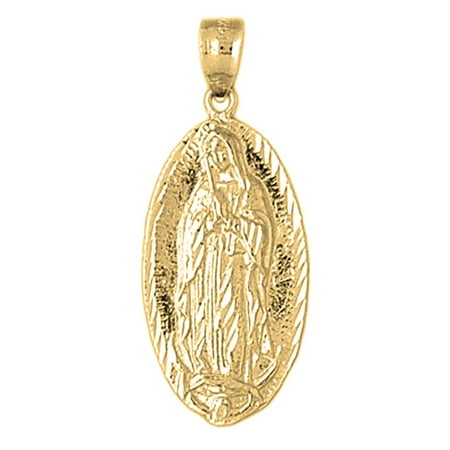18K Yellow Gold Our Lady Guadalupe Pendant - 34 mm