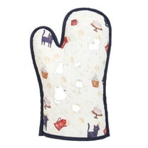 Sapphire-Web Heat Resistant Oven Mitts Extra Long Kitchen Gloves For Cooking Cotton Linen Non-Slip Oven Mitts