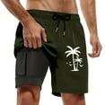 thumbnail image 1 of Work Shorts Men Swim Trunks Compresssion Liner Inseam Board Shorts Bathing Suit With Pockets Running Shorts Dark Green L, 1 of 4