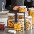 thumbnail image 1 of Juego de contenedores de almacenamiento transparentes para cereales herméticos con tapa, caja de vacío de cocina para frutas secas de plástico, alimentos, azúcar, granos de café（3pcs） ShuxiuWang 8390611123697, 1 of 4