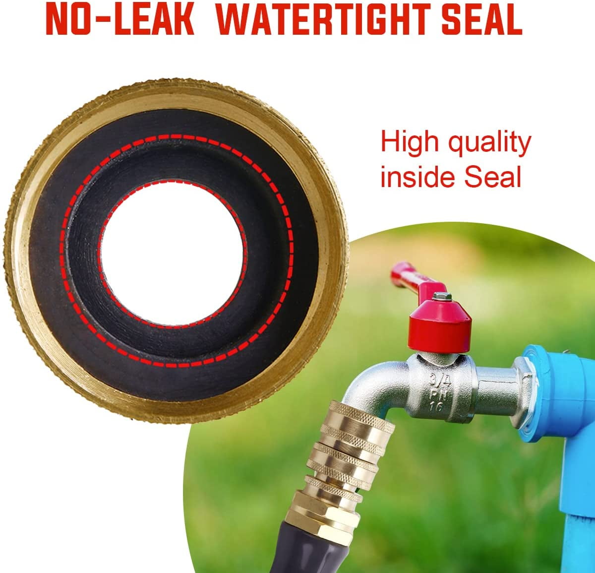 YAMATIC Solid Brass Garden Hose Quick Connect Set, 3/4 Inch GHT Water Hose Quick Connect Fittings (6 Sets)