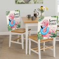 thumbnail image 5 of Summer Vibes Flamingo Chair Covers Set of 1 Summer Tropical Plants Palm Leaves Chair Back Covers Stretch Removable Washable Slipcovers Protector for Dining Room Kitchen Party Decor, 5 of 9