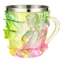 BinKFF Retro Arch Floral Green Drinking Glasses, 6.7 oz Vintage Colored Cup, Textured Water & Cocktail Cups, Holiday Drinkware, Christmas Gift Glass, Hostess or Holiday Gift