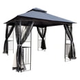 thumbnail image 6 of Hassch 10' x 10' Gazebo with Roof, Outdoor Pavilion with Mosquito Net for Backyard, Deck, Garden, Patio, Gray, 6 of 8