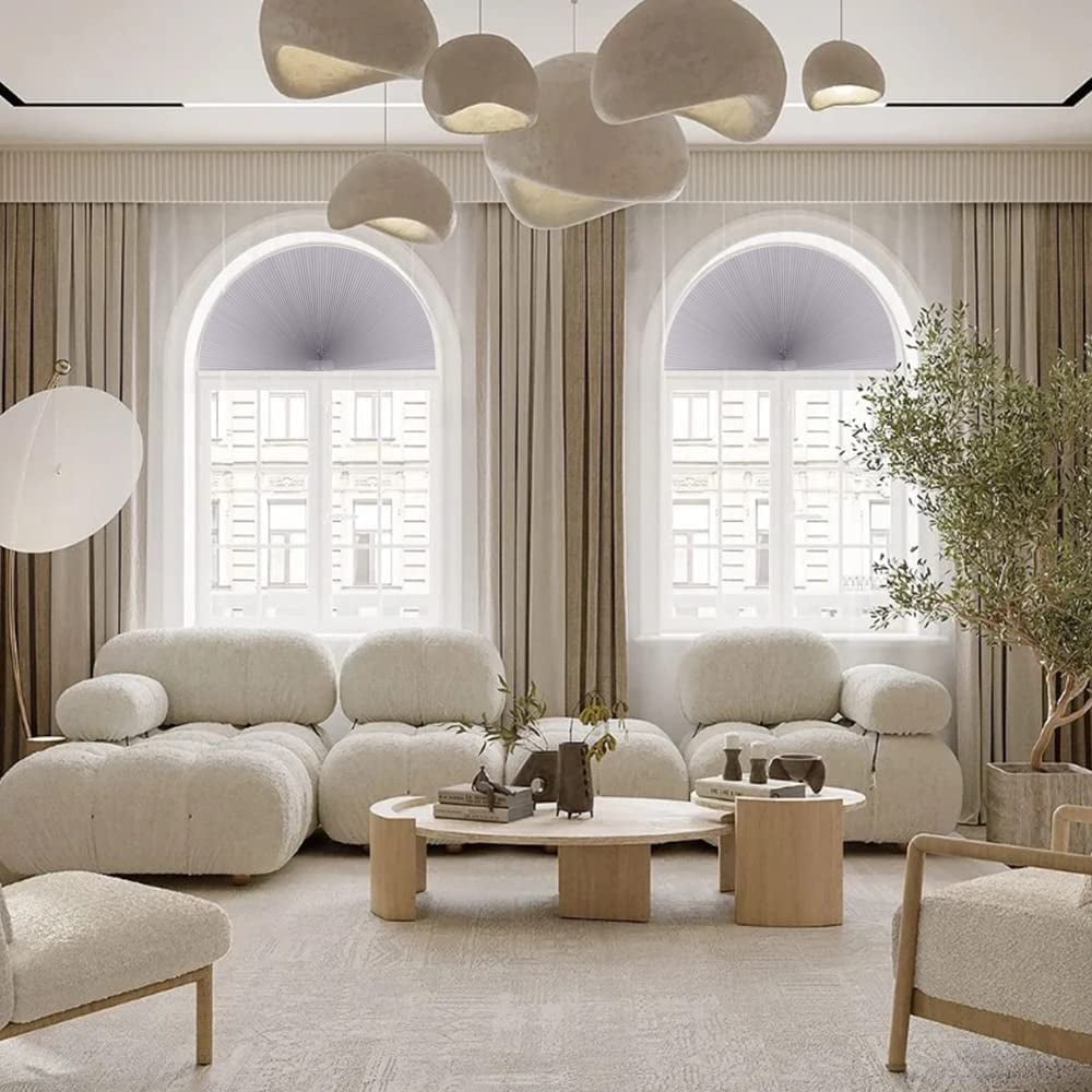 LUCKUP Light Filtering Arch Window Shades Half Circle Honeycomb Curtains Dual Color Semi Circular Cellular Pleated Blinds for Half Moon Round Windows, Easy Cut and Install 36" W x 72" H Grey-White