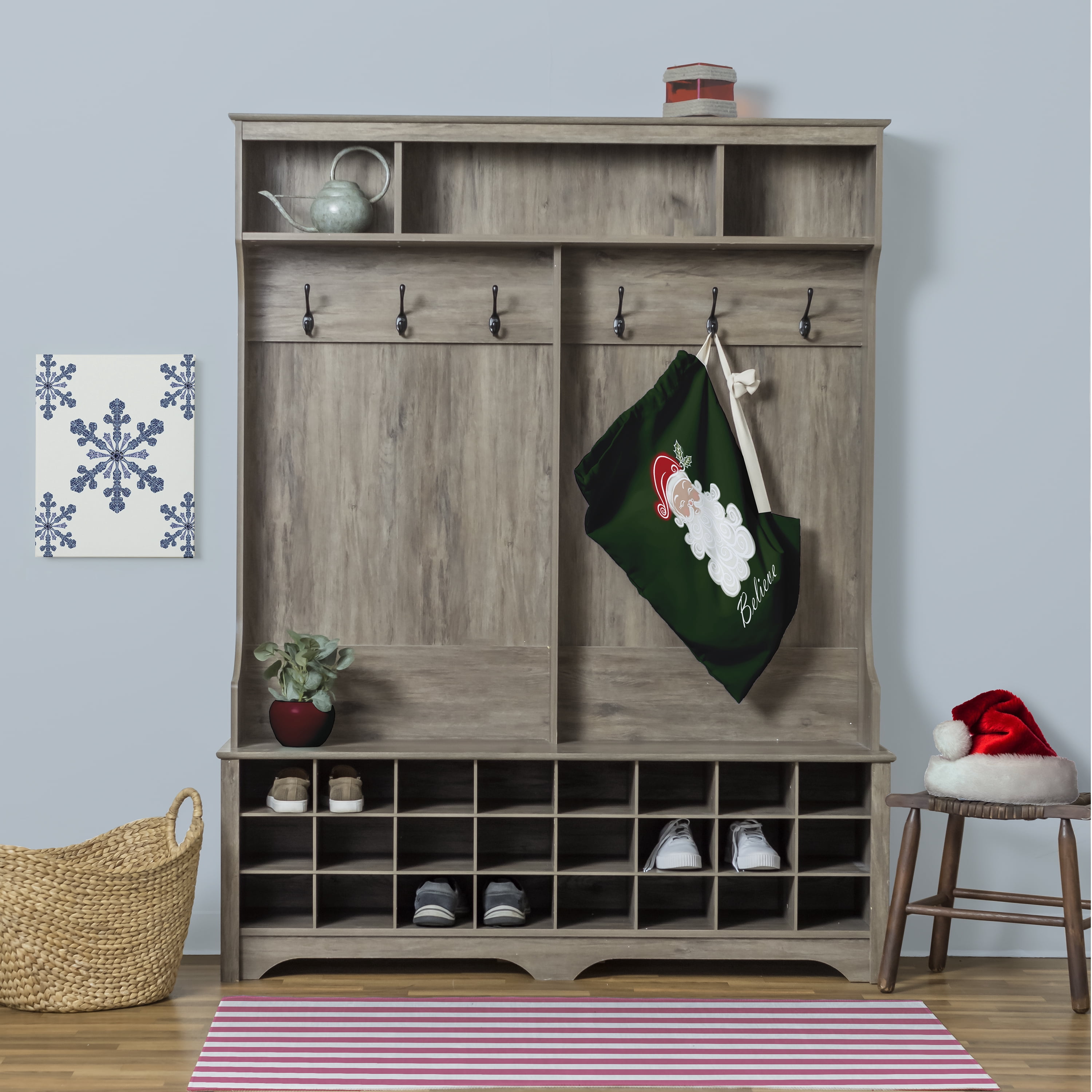 Simply Daisy Canvas Believe in Santa 28 x 36 in Green Laundry Bag