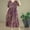 Purple, variant on Qulqfy Midi Dress for Women Casual Purple Short Sleeve Boho Elastic Waist Floral V Neck Dresses Fall Dresses for Women L