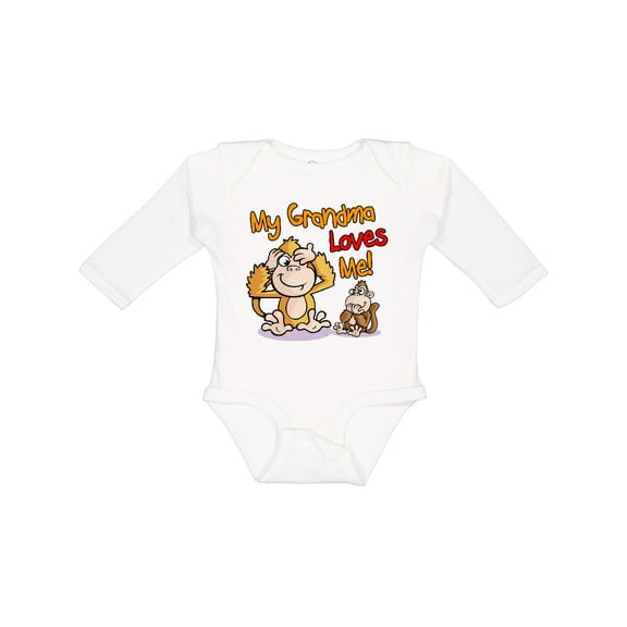 Inktastic My Grandma Loves Me Monkey Boys or Girls Long Sleeve Baby Bodysuit