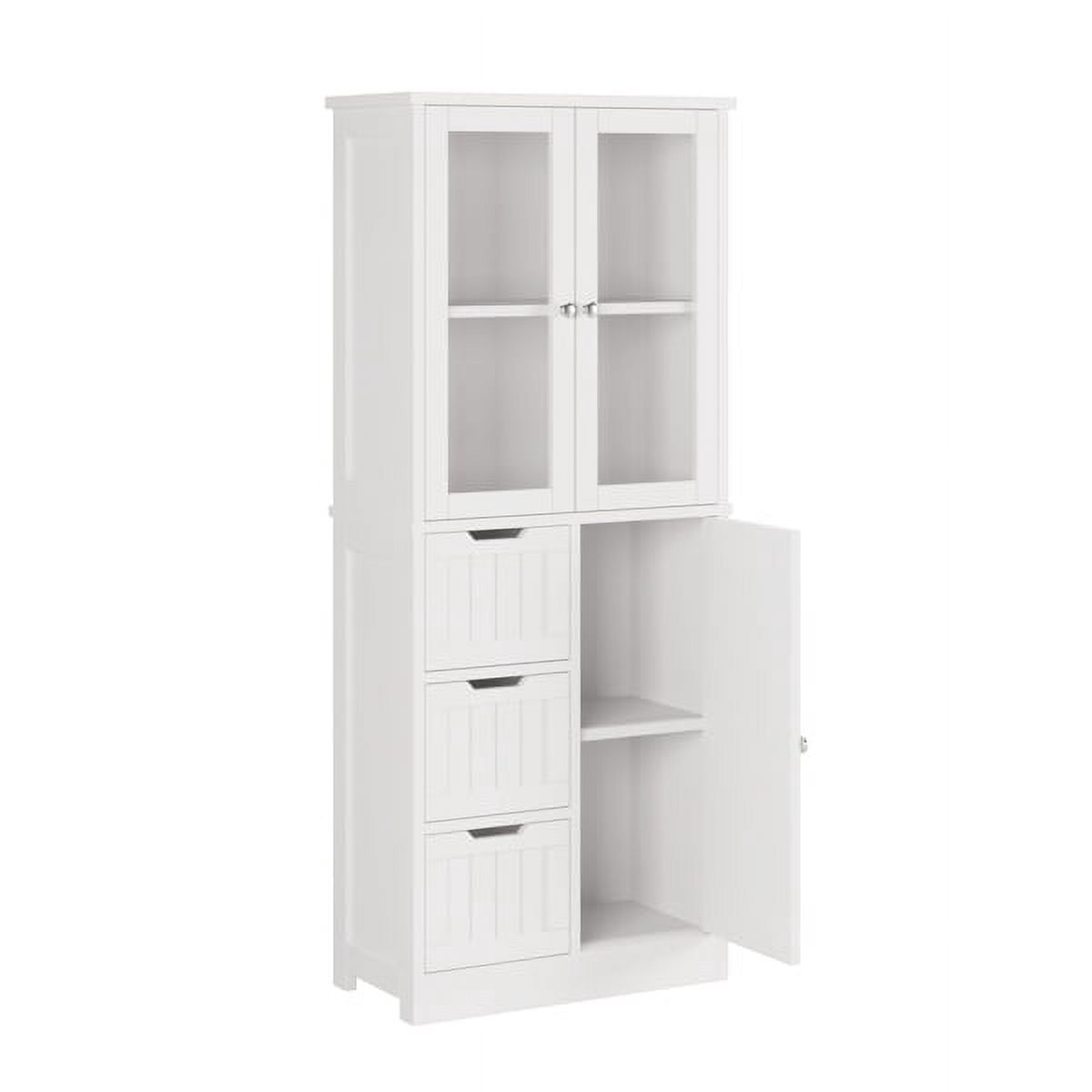 3-Door 3-Drawer 4-Layer Bathroom Cabinet, White