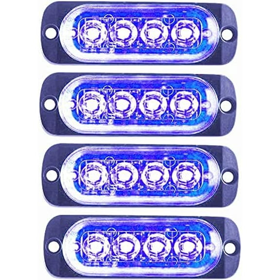 LINLIN LED Strobe Light, 4pcs Emergency Flashing Lights 4LED Warning Flashing Light Hazard Bar Beacon Surface Mount for Truck Car Lamp 12V/24V