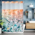 thumbnail image 6 of No Hook Shower Curtain with Snap in Liner, Abstract Orange Teal Splicing Art Waterproof Bath Curtain Double Layers with See Through Top Window, Colorful Glasses Texture Hotel Shower Curtains 72x84in, 6 of 9