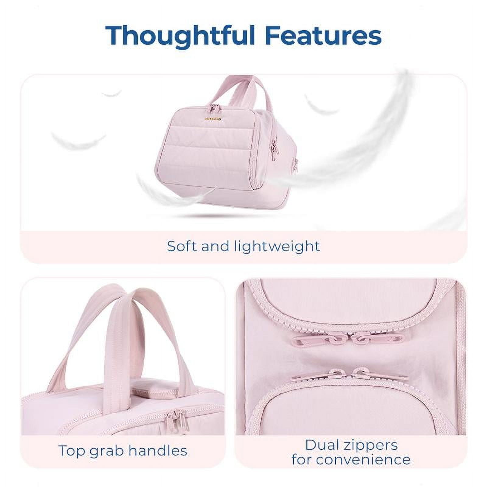 BAGSMART Zora Spacesaver 4-in-1 Puffy Multi-Functional Toiletry Bag for Women – Large Capacity Travel Organizer with 4 Compartments Outdoorfun Makeup Pouch FallFreshness